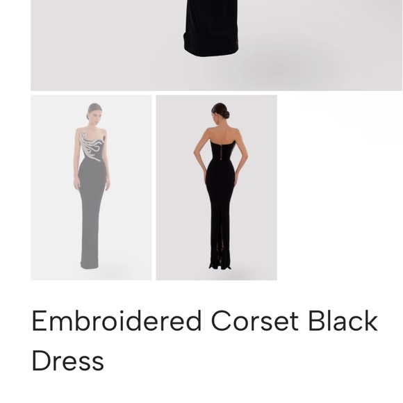 Albina Dyla Black Embroidered Corset Gown – M – Worn Once - Picture 3 of 7